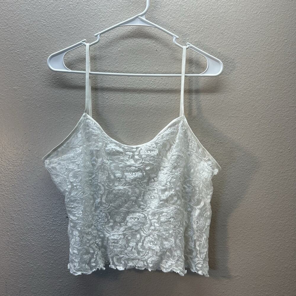 Cinema Etoile Sleepwear Lingerie Tank‎ Top All Over lace White Coquette Crop XL